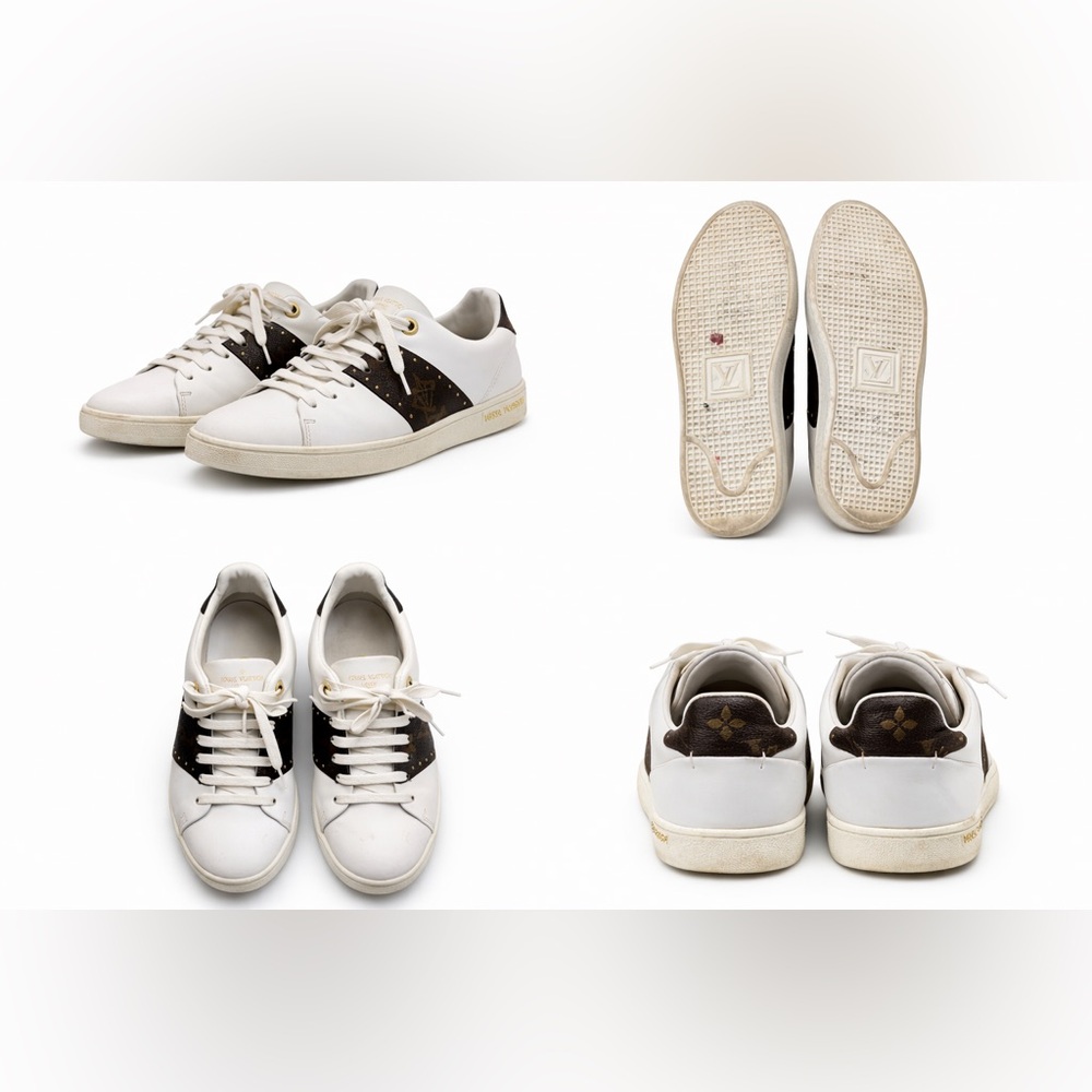 Louis Vuitton White and Brown Monogram Sneakers
